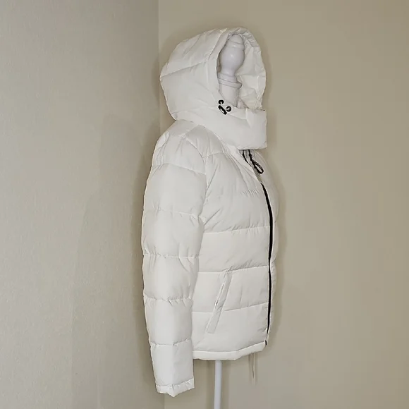 Calvin Klein White Puffer Coat Jacket with Hood - Picture 4 of 16